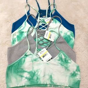 Free People Intimately Bralette Top Lot of 2 ~ 2 Green/White